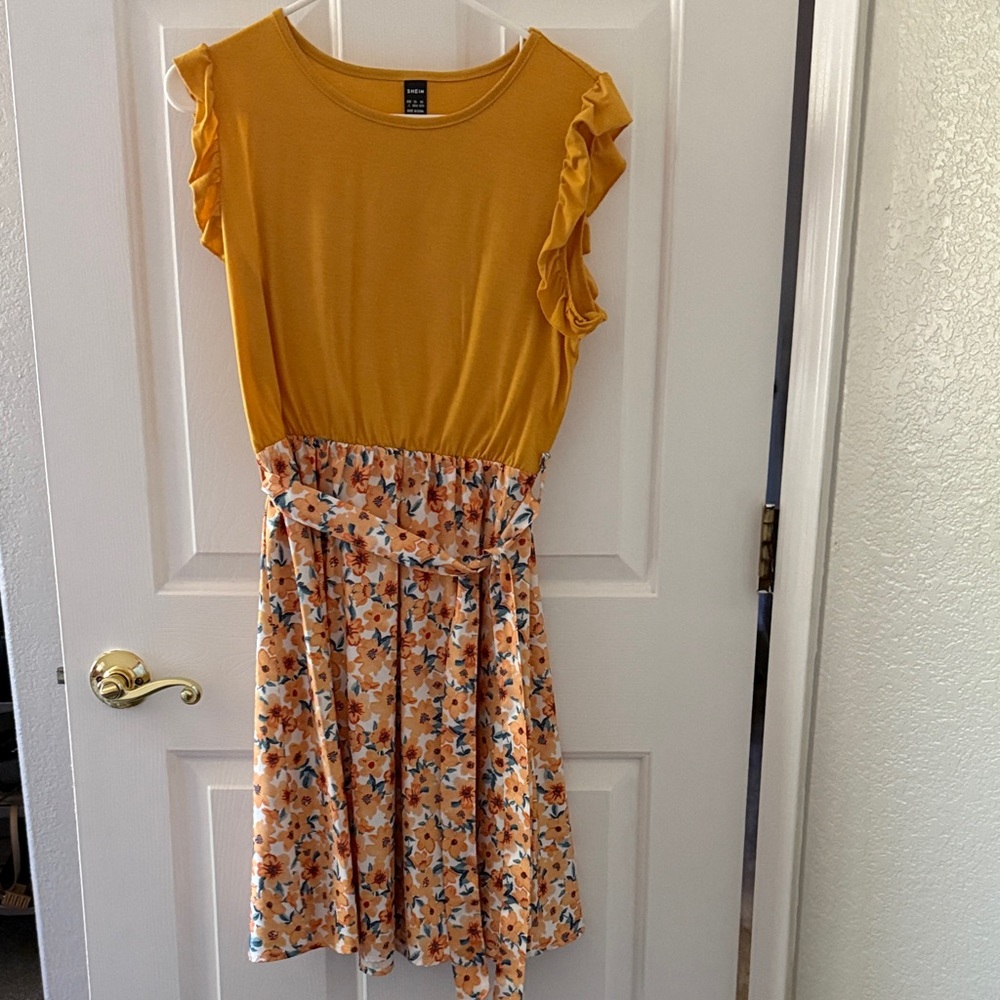 Floral Yellow Women’s Midi Dress (L)
